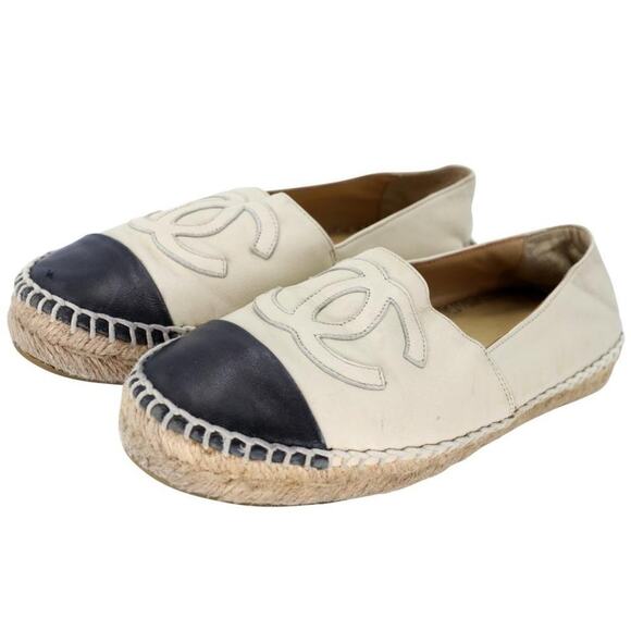 Chanel Espadrille 36 Leather Cap Toe Flats CC-S0225P-0001 - Picture 4 of 11